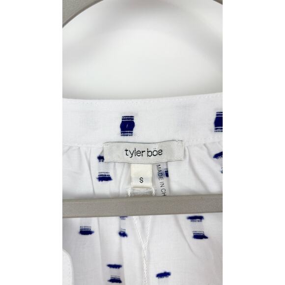 Tyler Boe Womens Molly Blouse 3/4 Sleeve Split Neck Cotton Size Small White NWT - Picture 9 of 13